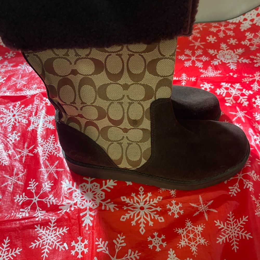 Coach Brown and Cream Winter Boots
